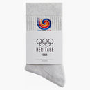 Kith Olympics Heritage Seoul Mid Crew Sock Light Heather Grey