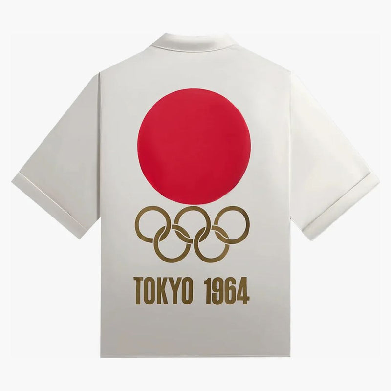 Kith Olympics Heritage Washed Satin Reade Shirt Sandrift