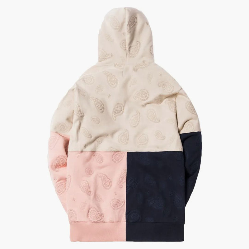 Kith Paisley Tri-block Hoodie Ivory/navy/coral