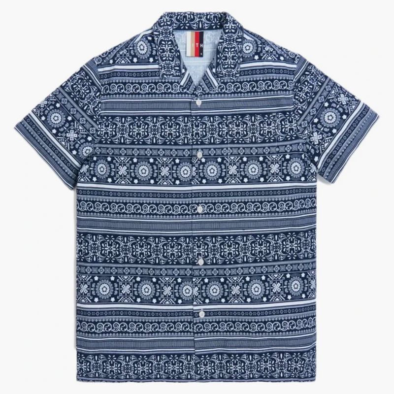 Kith Seersucker Camp Shirt Navy/white