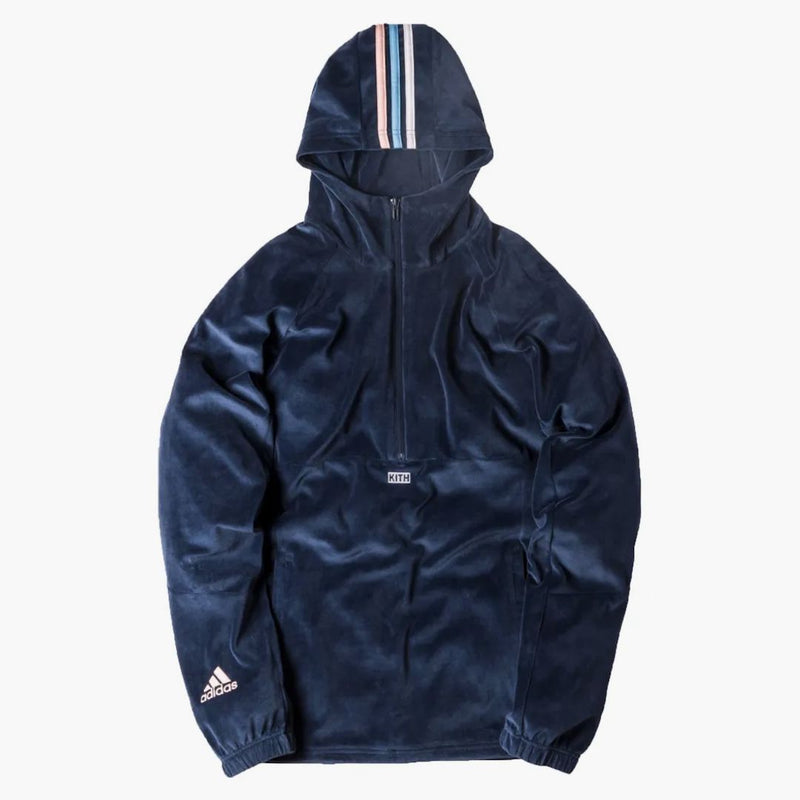 Kith Adidas Soccer Flamingos Velor Half Zip Hoodie Navy