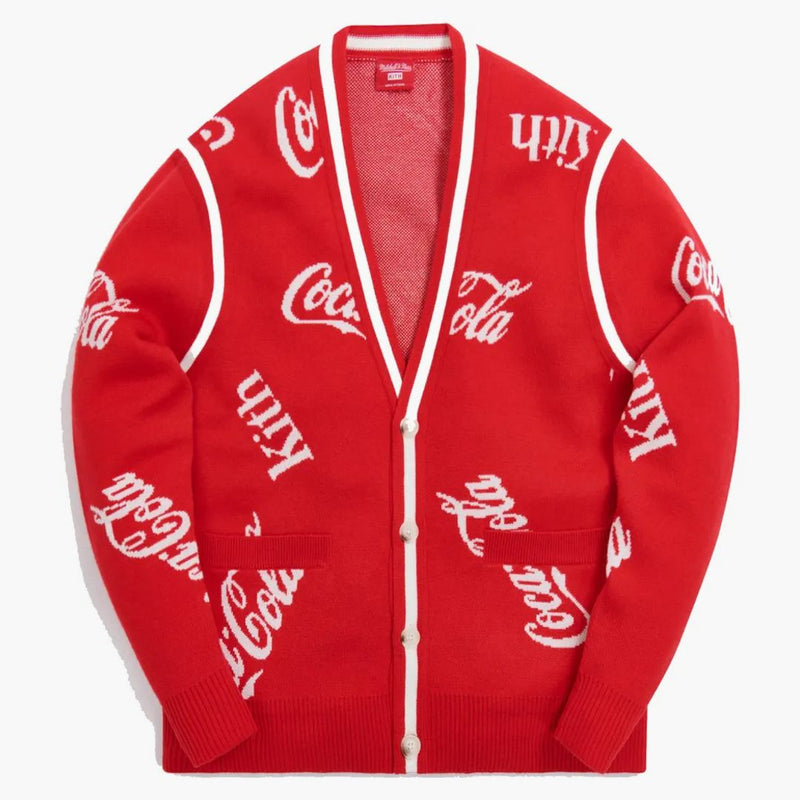 Kith X Coca-cola X Mitchell & Ness Coke Logo Cardigan Red