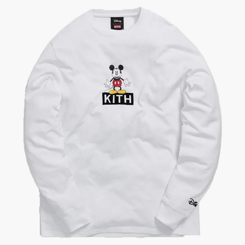 Kith X Disney 30s Mickey Standing Classic Logo L/s Tee White