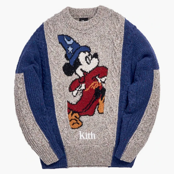 Kith x Disney 40s Ryan Cable Knit Svetter Navy