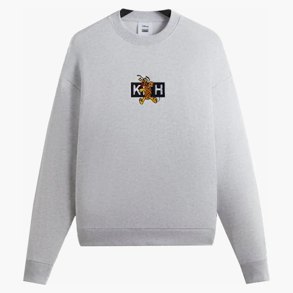 Kith x Disney Mickey & Friends Pluto Classic Logo CrewNeck Light Heather Grey