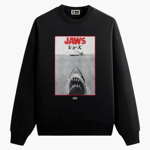Kith X Jaws Japanese Poster Nelson Crewneck Black