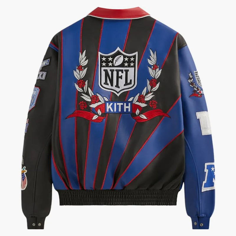 Kith X Jeff Hamilton Nfl Giants Leather Varsity Jacket Multicolor