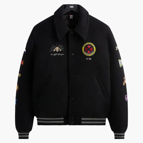 Kith X Marvel X-men Wool Varsity Jacket Black Ph