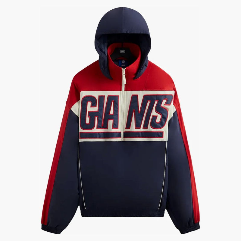 Kith X NFL Giants Quarter Zip Anorak med Hood Nocturnal