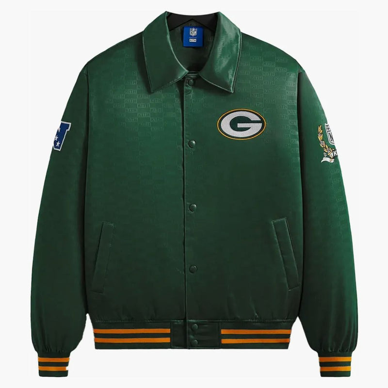 KITH X NFL Packers Satin Bomber Jacket Board