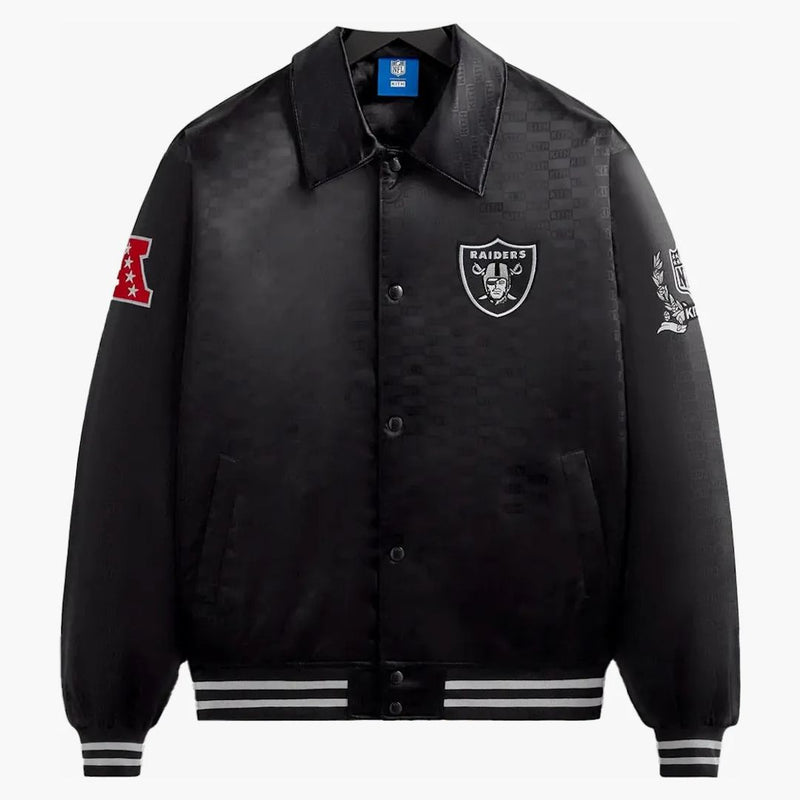 Kith X NFL Raiders Satin Bomber Jacket svart