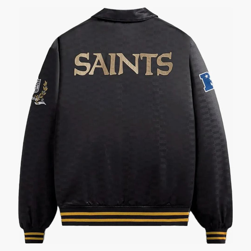 Kith X NFL Saints Satin Bomber Jacket svart