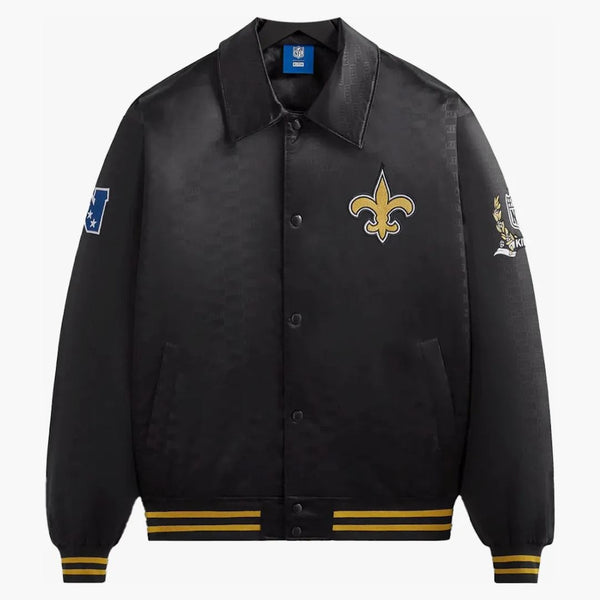 Kith X NFL Saints Satin Bomber Jacket svart