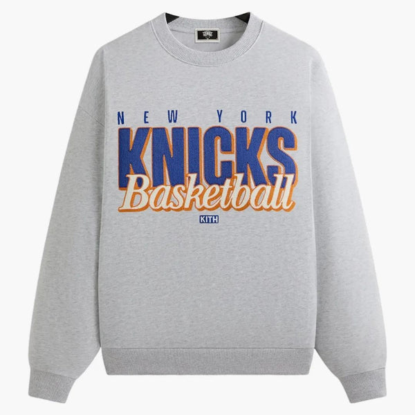 Kith X New York Knicks Classic Vintage Nelson Crewneck Light Heather Grey
