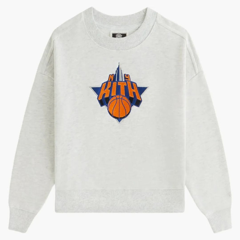 Kith X New York Knicks Kids Empire Nelson Crewneck Light Heather Grey