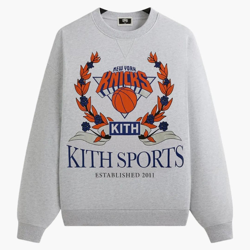 Kith X New York Knicks Laurel Vintage Nelson Crewneck Light Heather Grey