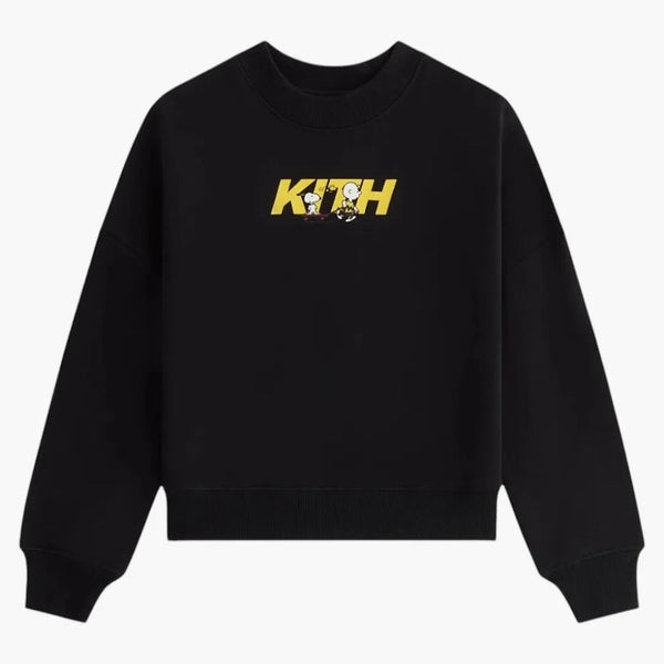 Kith X Peanuts Kids Skateboard Fast Logo Crewneck Black