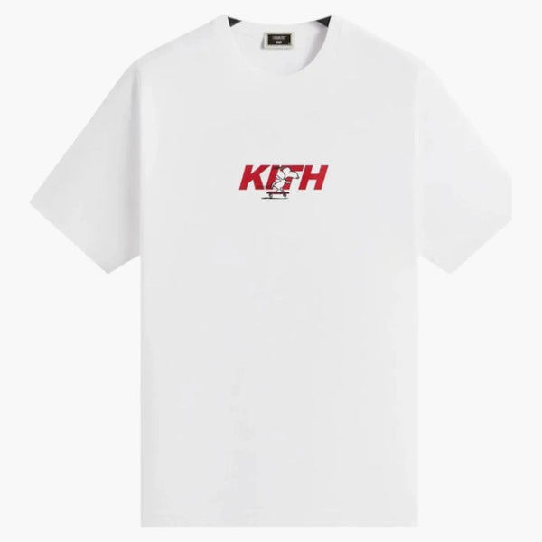 Kith X Peanuts Snoopy Skateboard Fast Logo Tee White