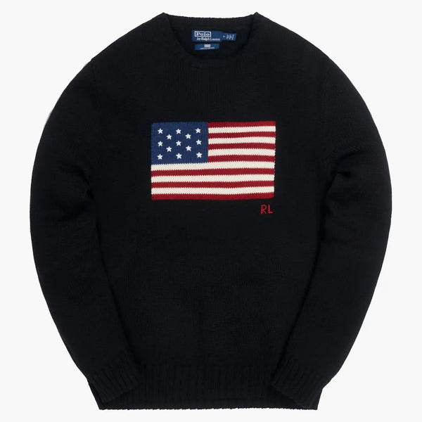 Kith x Polo Ralph Lauren Cotton American Flag Crewneck Black