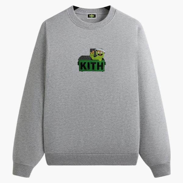 Kith X Sesame Street Oscar The Grouch Nelson Crewneck Medium Heather Grey