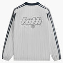 Kith X Adidas Football Pinstripe Long Sleeve V-neck Jersey White
