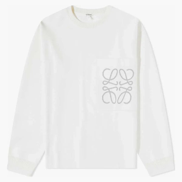 Loewe Anagram Pocket Cotton and Viscose Sweater Soft White