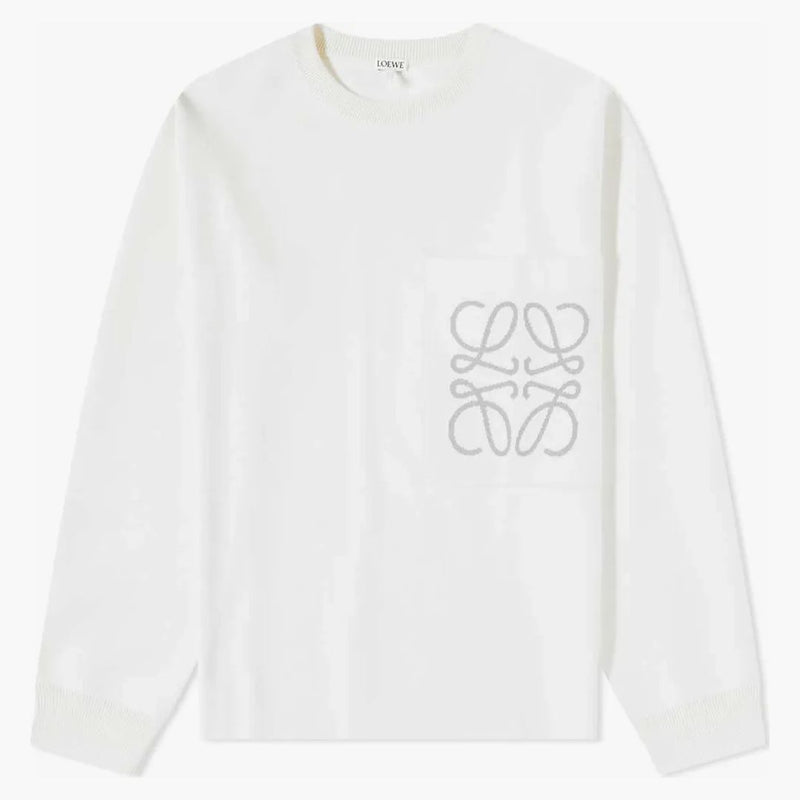 Loewe anagram tasca di cotone e maglione viscoso morbido bianco