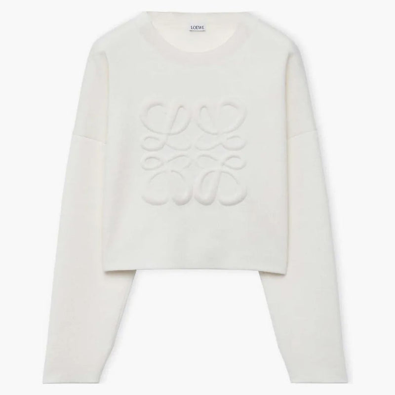 Maglione anagramma loewe in lana bianca