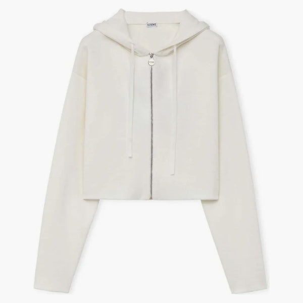 Loewe Anagram Zip-Up Hoodie in Wool White