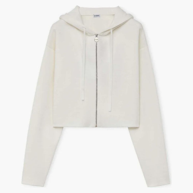 Felpa con cerniera zip loewe anagram in lana bianca