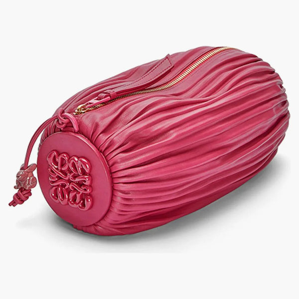 Loewe Bracelet Pouch in Pleated Nappa Ruby Red Glaze