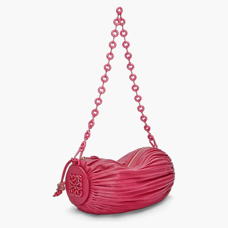 Cascia bracciale Loewe in glassa rossa di Nappa Ruby a pieghe
