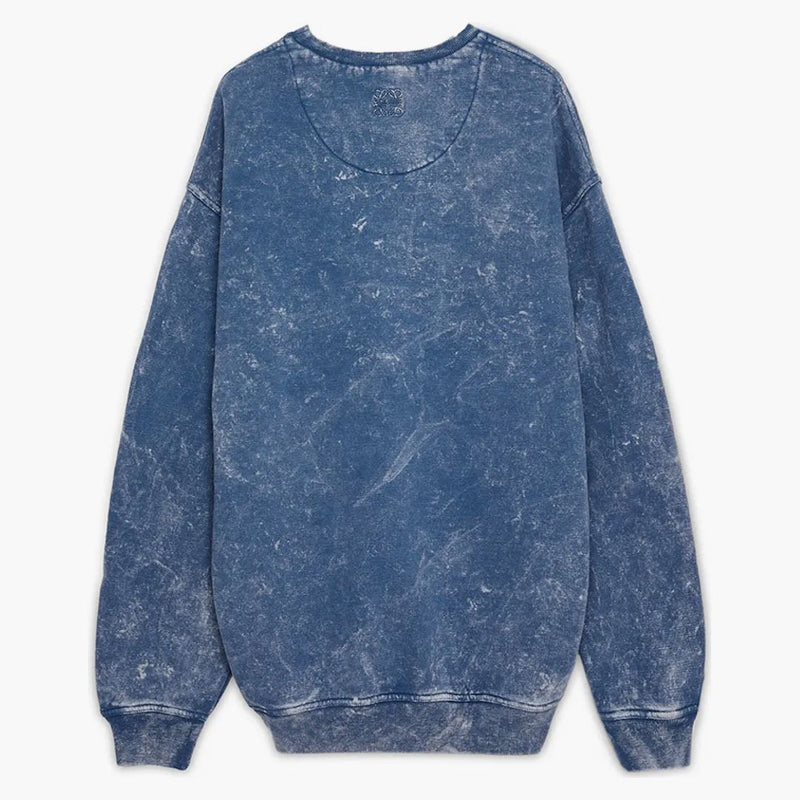 Loewe Elongated bavlněná fleece mikina promyta denim