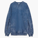 Loewe Elongated Cotton Fleece Sweatshirt Washed Denim