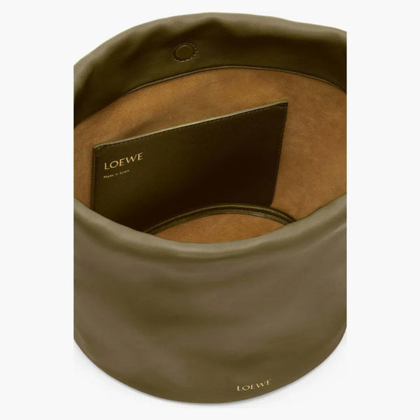 Loewe flamenco kabelka kbelíková taška v jemné nappa jehněčí kůže tmavá khaki zelená