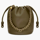 Loewe Flamenco Purse Bucket Bag in Mellow Nappa Lambskin Dark Khaki Green