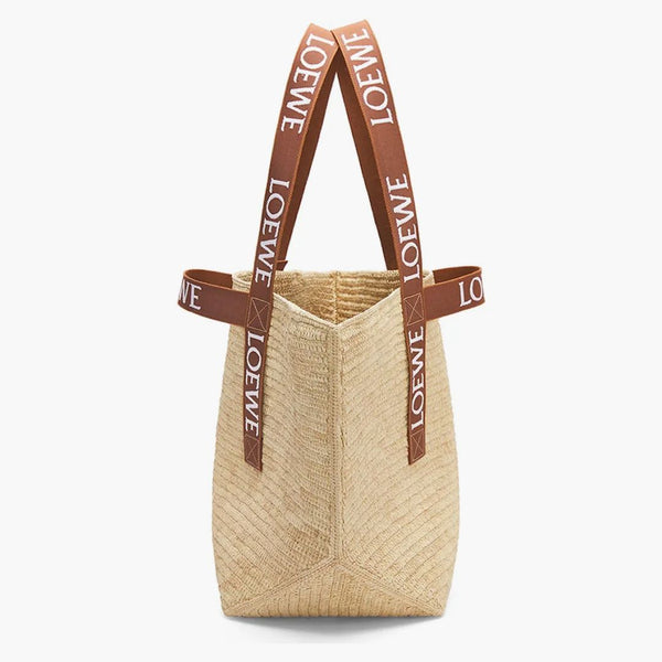 Loewe Fold Shopper v Raffia Natural/Tan