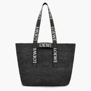 Loewe Fold Shopper in Raffia Black