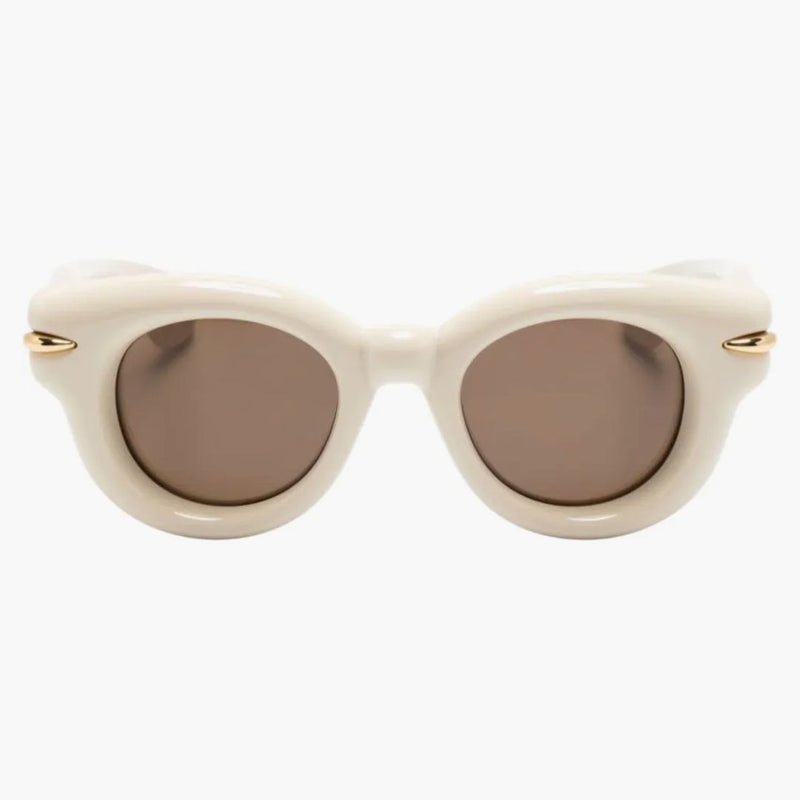 Loewe uppblåst runda solglasögon elfenben/brun (LW40118I 25E)