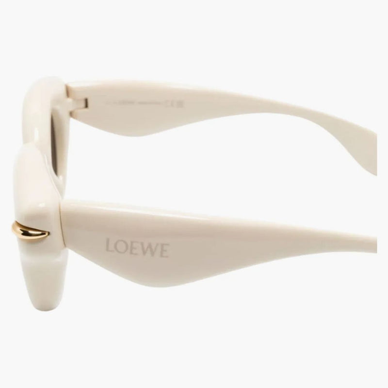 Loewe uppblåst runda solglasögon elfenben/brun (LW40118I 25E)