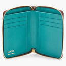 Loewe Knot Compact Zip Wallet in Shiny Nappa Calfskin Burgundy/Emerald