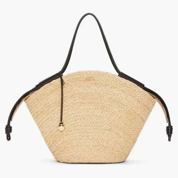 Loewe velký paseo koš v Raffii a Nappa Calfskin Natural/Black