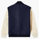Loewe Leather Sleeve Bomber Jacket Navy/Cream