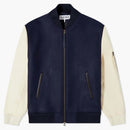 Loewe Leather Sleeve Bomber Jacket Navy/Cream