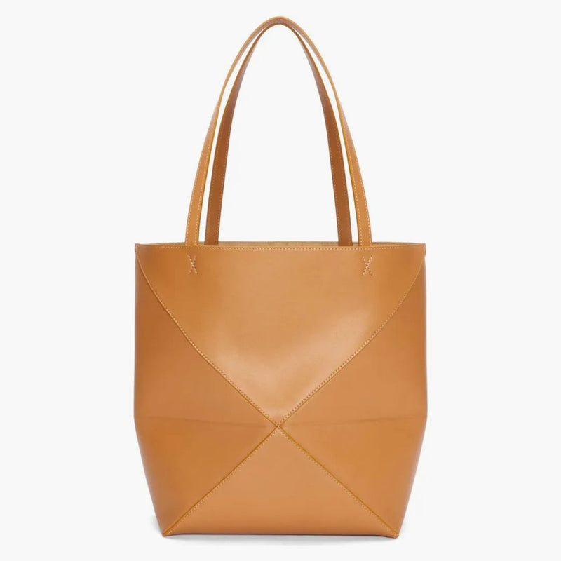 Loewe Medium Puzzle Fold Dead in Shiny Calfskin warm desert
