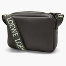 Loewe Military Messenger Bag in Supple Smooth Calfskin and Jacquard XS Dark Gray