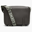 Loewe Military Messenger Bag in Supple Smooth Calfskin and Jacquard XS Dark Gray