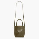 Loewe Mini Puzzle Fold Dead in Shiny Calfskin Dark Khaki Green