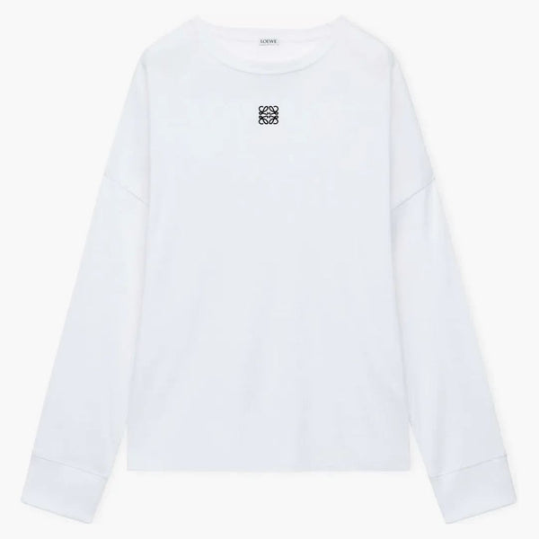 Loewe Oversized Fit Long Sleeve T-shirt in Cotton White