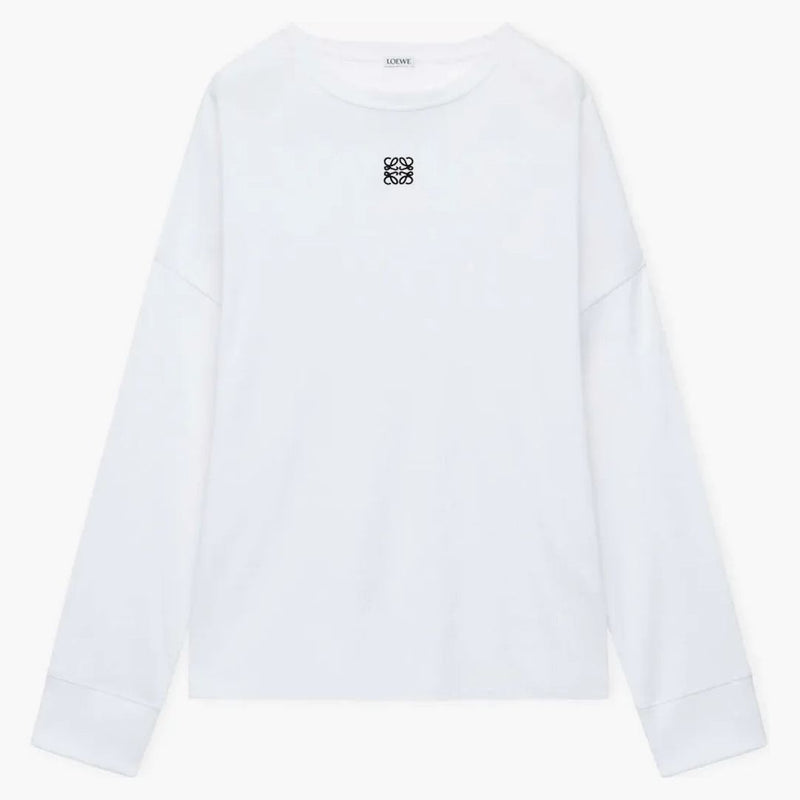 Loewe Oversized Fit Long Sleeve T-shirt in Cotton White